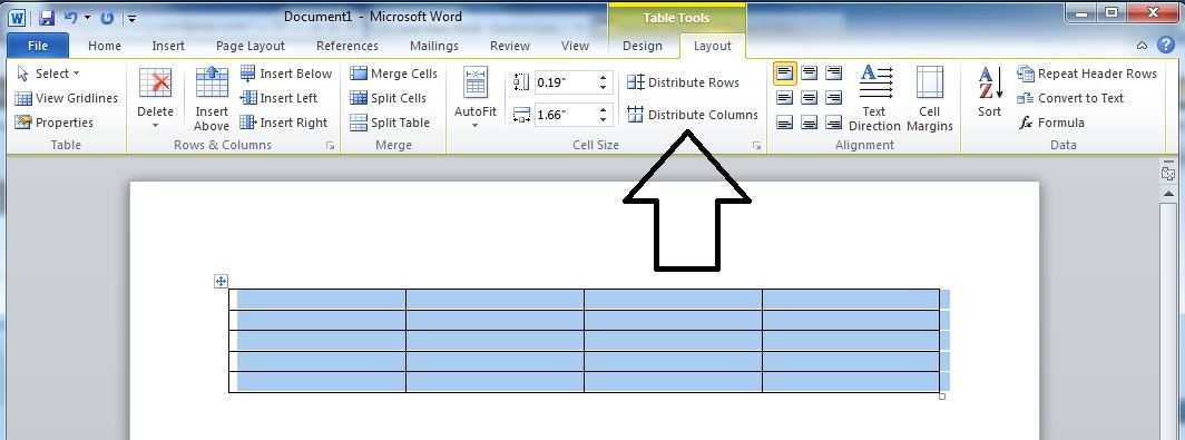 Word 2010: How to Distribute Rows and Column Evenly ...

